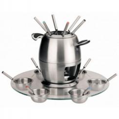 FONDUE FOR 6 PEOPLE IN STAINLESS STEEL. BASE WITH GLASS